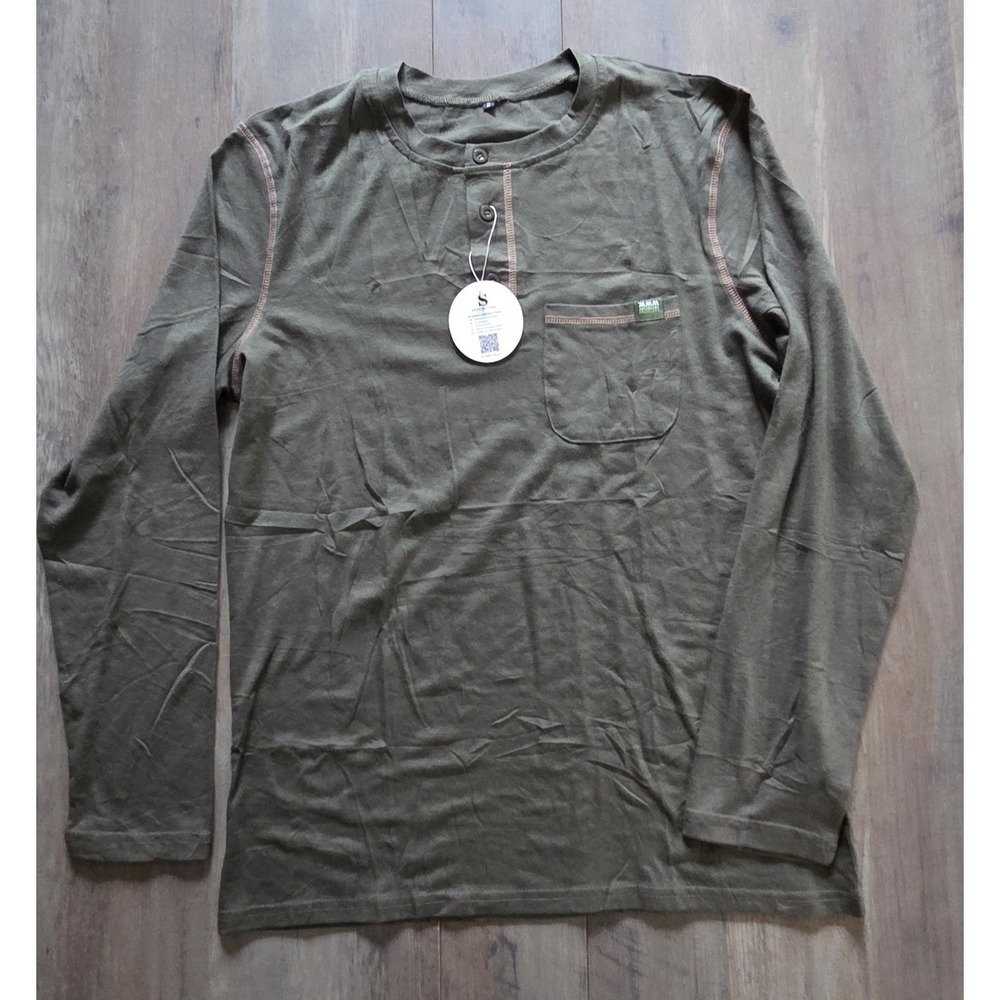 Pemhea Collection Olive Green 1/4 Button Long Sleeve Shirt Men S- NWT